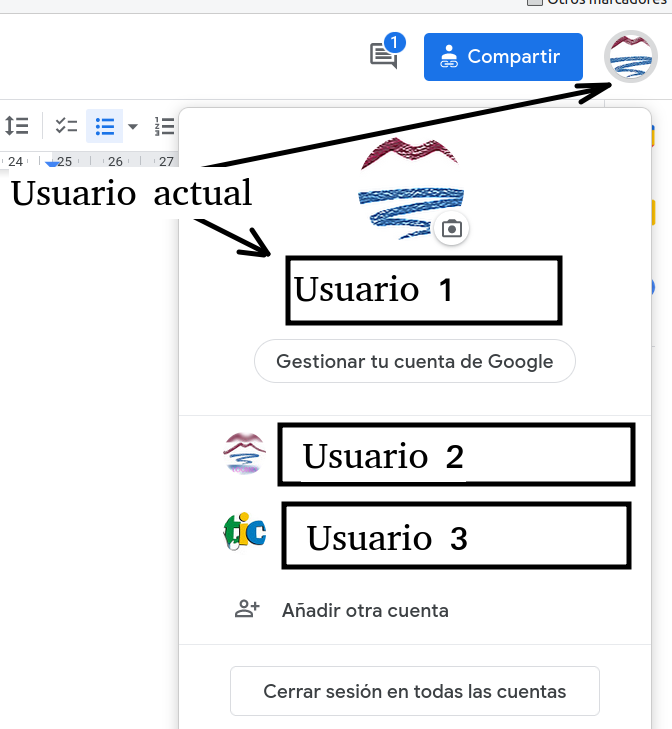 Imegen de cómo cambiar de usuario