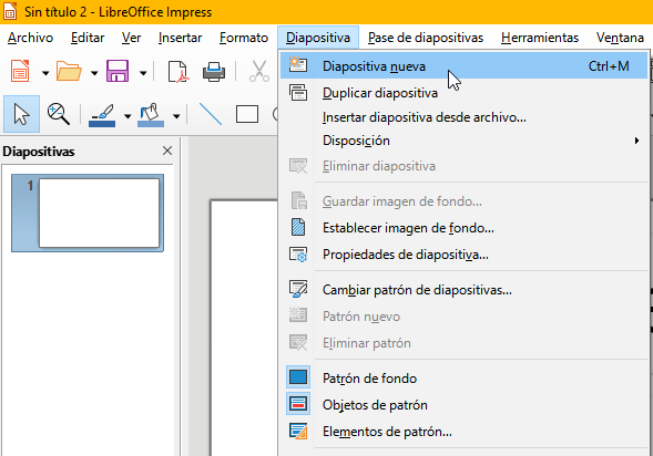 Ventana de configuración de la diapositiva